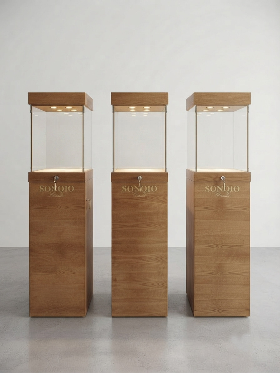 totem per gioiellerie con illuminazione